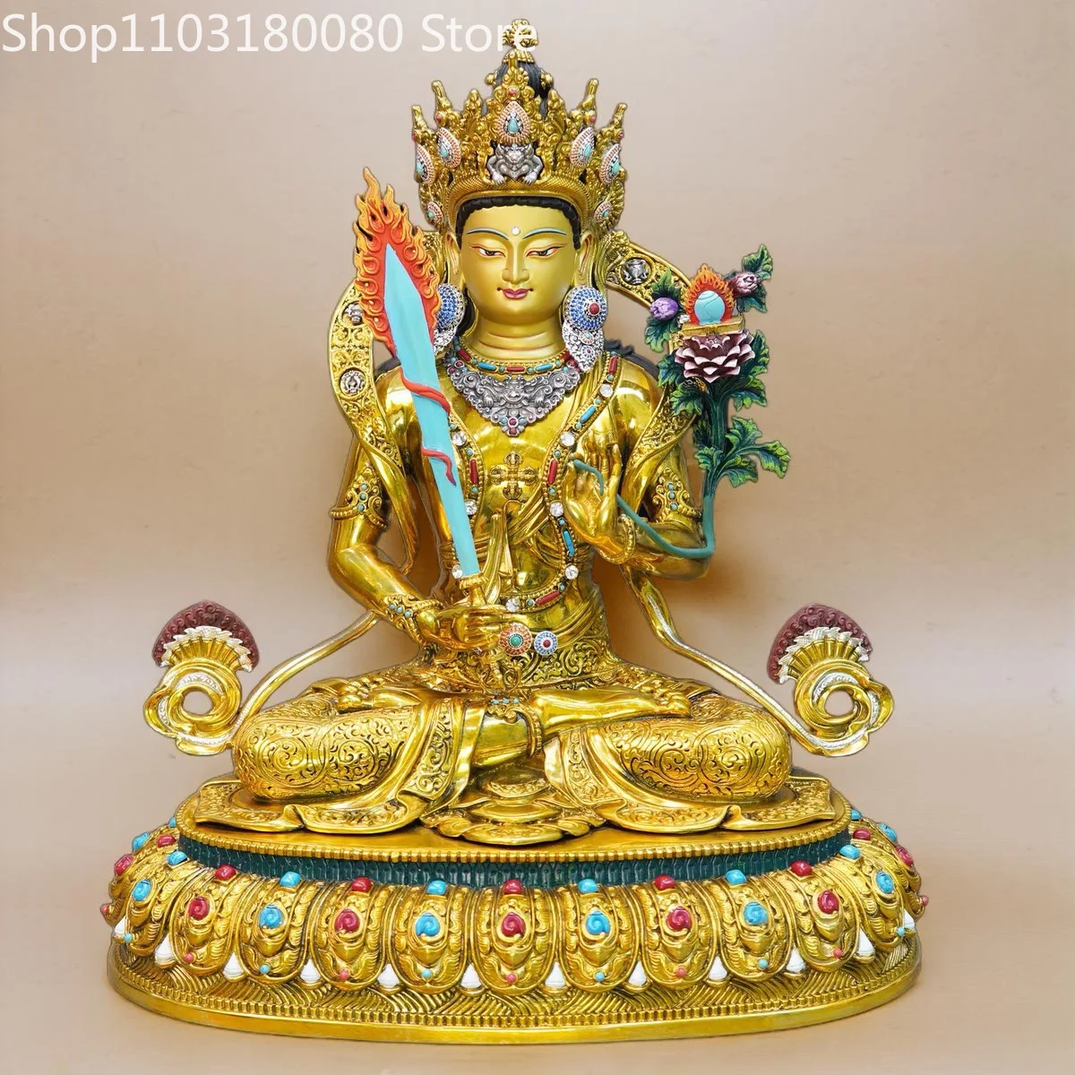 

33cm Copper gilding inlay Akasagarbha Bodhisattva statue sculpture