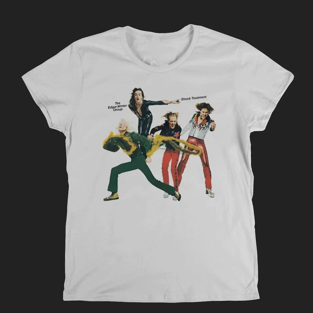 

Vtg Edgar Winter Group Shock Treatment Хлопковая белая рубашка унисекс S-5XL AA2231