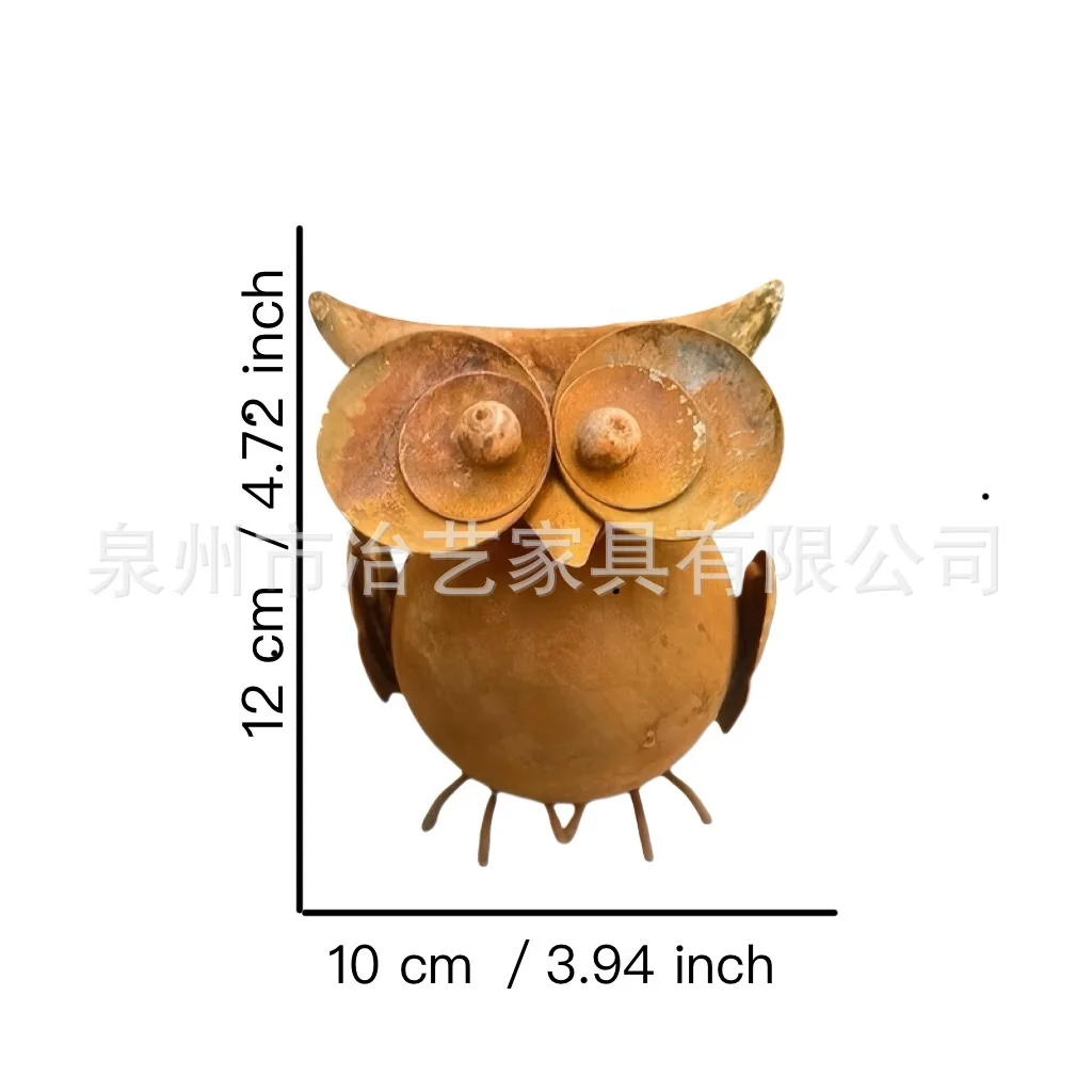 Cute 3D Rusted Owl Ornament for Outdoor Garden Decoration Creative Antique Craftwork Vintage Home Decor Luxury Aesthetic Decor