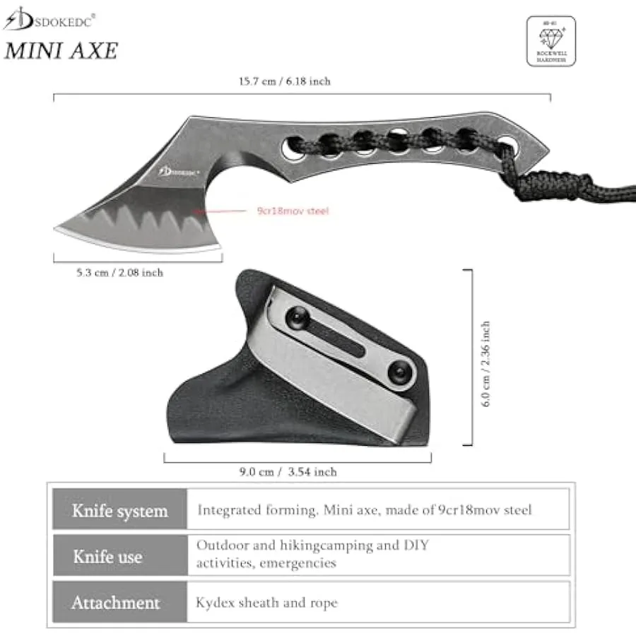 9CR18MOV Steel Mini Axe Tool With Sheath Survival Knives Fixed Blade Small Outdoor Camp Hatchet Camping Knife For Men EDC