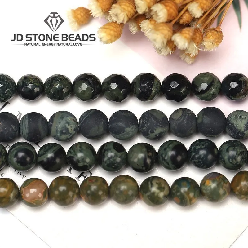 Natural Kambaba Gemstone Matte Old Kambaba Beads Faceted Round Stone For Bracelet Making Accessory For Men Gifts