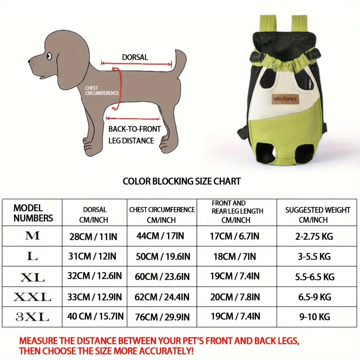 1pc Adjustable Pet Chest Carrier Bag, Breathable And Portable Backpack For Dogs And Cats, With Color Blocking Design And Secure 