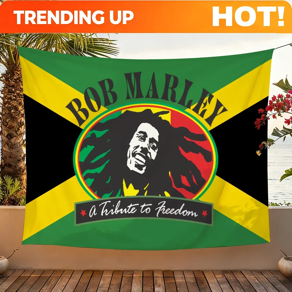 Custom B-Bob Marley Jamaica Singer Flag For Camping Party Picnic Studio Booth Background Wall Interior Decoration Banner