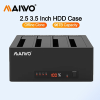 MAIWO 4 Bay Hard Drive Enclosure Cloner for 2.5 3.5 Inch SATA HDD SSD USB 3.0/eSATA with LED Display UASP External HDD Case