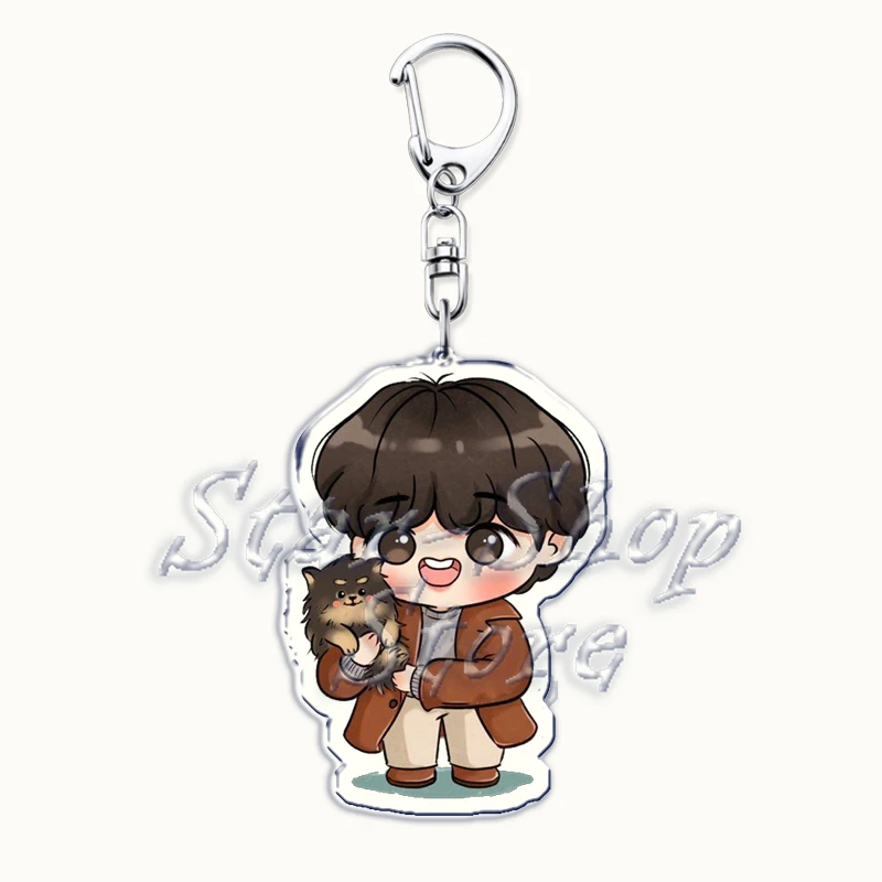 Popular Kpop Chibi Boys Keychain for Bag Accessories Cute Cartoon Idols Figures Key Chain Keyrings Jewelry Korean Band Fans Gift