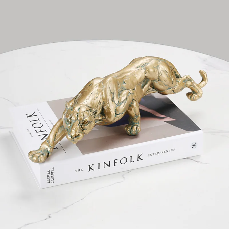 

Retro Cheetah Statue Animal Figurine Panther Leopard Sculpture Home Office Table Desktop Decor Ornaments Gifts