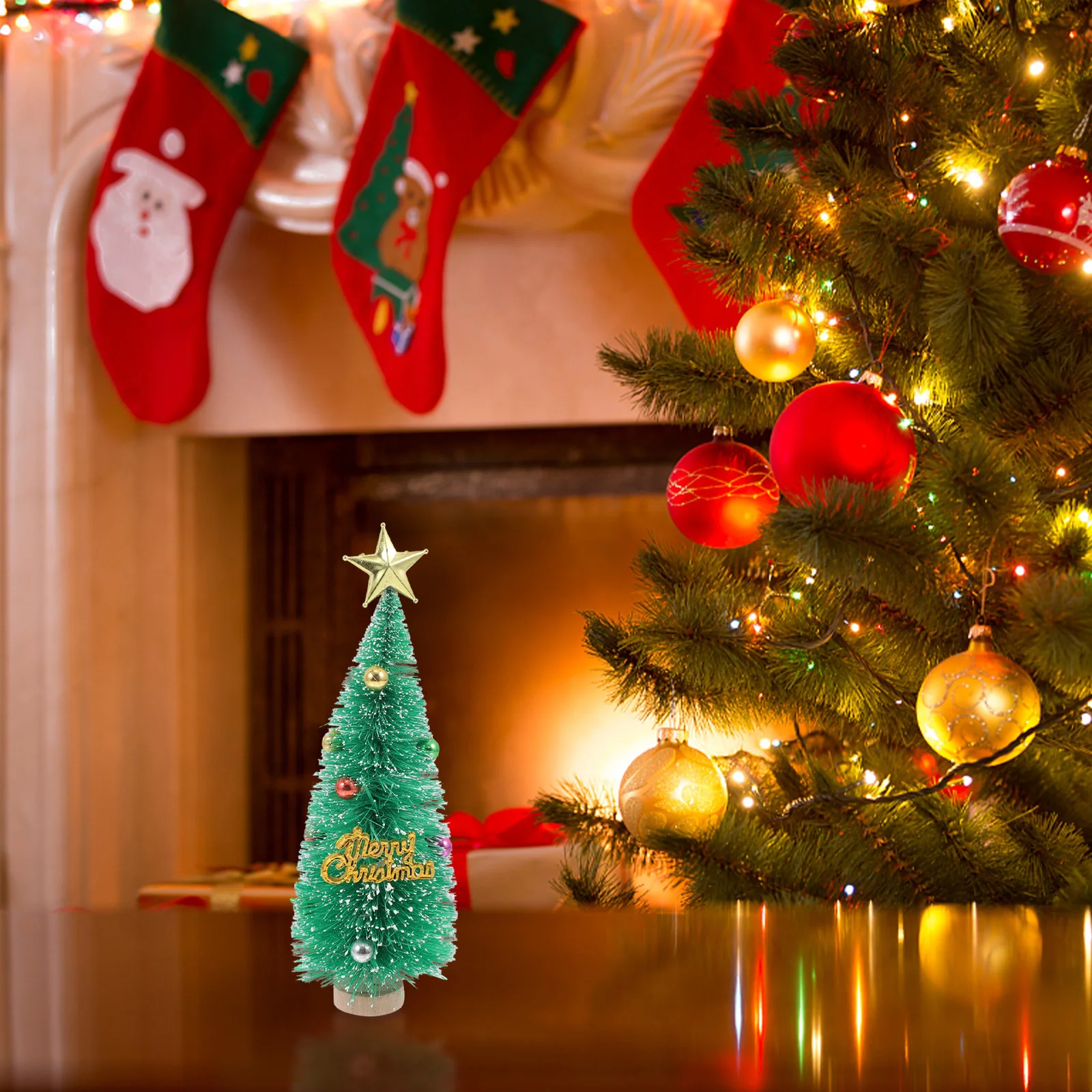 

2Pcs Mini Christmas Tree Decor Small Desktop Ornament Xmas Party Decoration Tabletop Adornment Home Festive Decoration