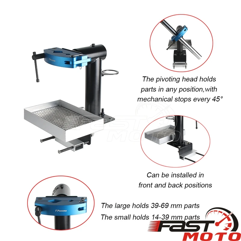 Motorcycle Shocks Fork Motion Pro Pivot Suspension Vise Includes Drain Pan Shock Absorbing Maintenance Workbench Replaces Vise