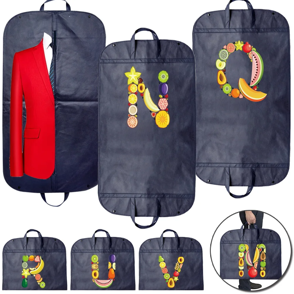 Clothes Dust-proof Cover Zipper Bag Fruit Letter Pattern Printed Garment Protector Fully Enclosed Cover Bag Hanging Storage Bag