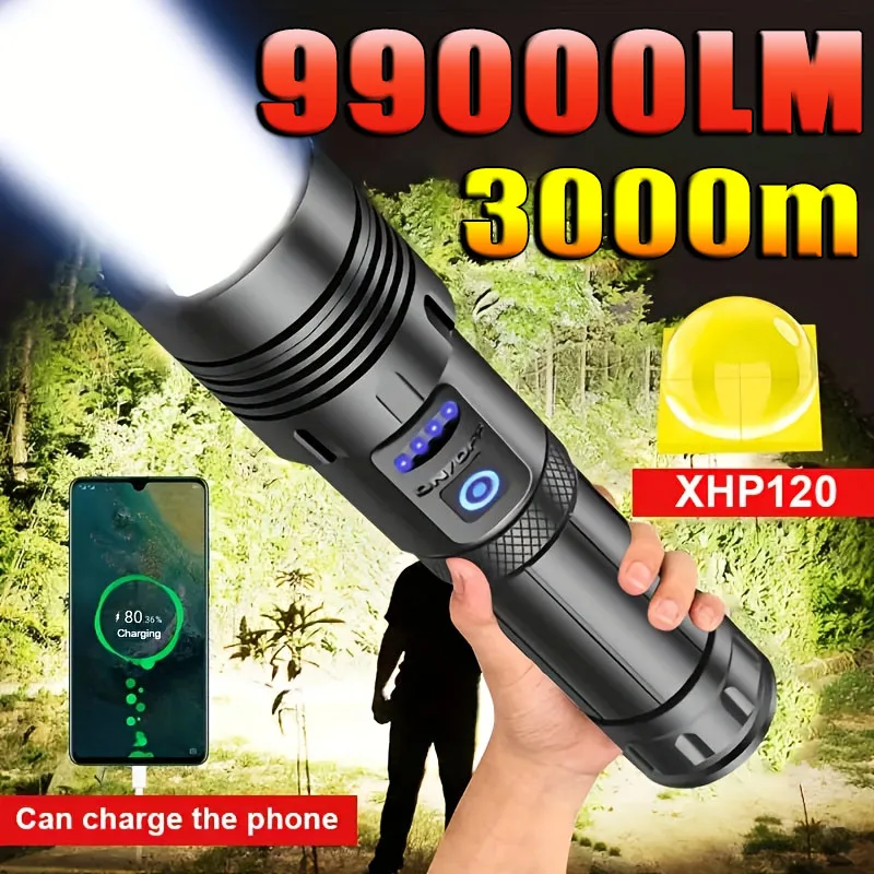 High Power Rechargeable Led Flashlight Ultra Powerful Flashlight With Built-in Battery Tactical Flashlight For Outdoor Camping