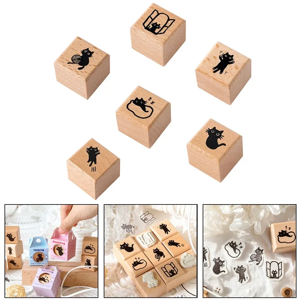 Wood Rubber Stamps For DIY Scrapbooking Cards Decoration Embossing Craft Cat Style Handbook Decorative Material Seal Arts Crafts