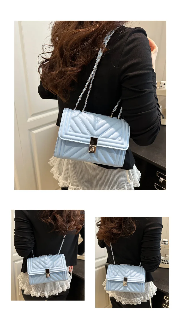 Neue Mode Mini Stepp Geprägte Kette Schulter Tasche für Frauen Einfache Vielseitige Diagonal Umhängetasche Platz Handtasche Weiblichen Beutel – Detail 11