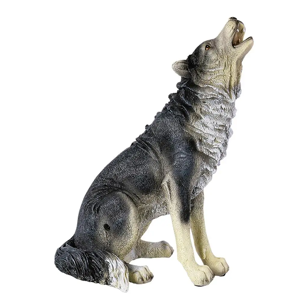 Wild Wolf Resin Statue Figurine Art Decor for Home Garden Lawn Animal Model Collection Figurines Simulation Gift