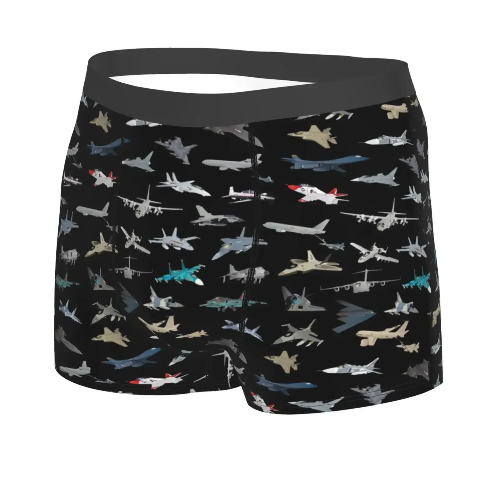 Modern Military Airplanes Print Men Underwear Boxers Men's Novelty Underpant Breathable Printed Male Underpants Man Boxer Briefs