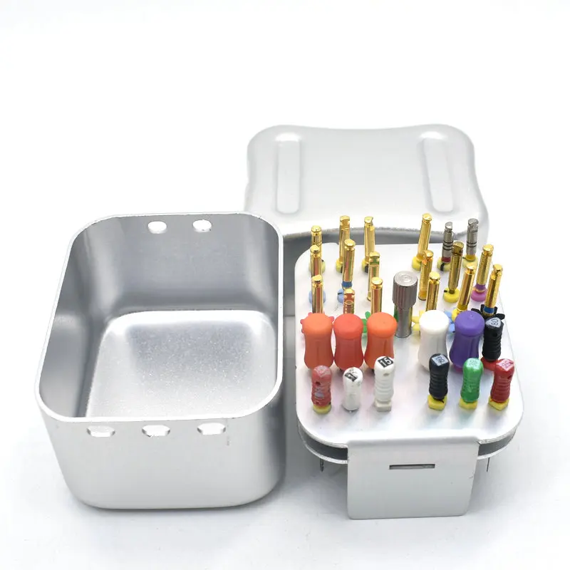 F062 Dental Disinfection Metal Box 30 Points Endo Files Holder  Autoclave Sterilizer Case Burs For Oral Care Tools Random Color