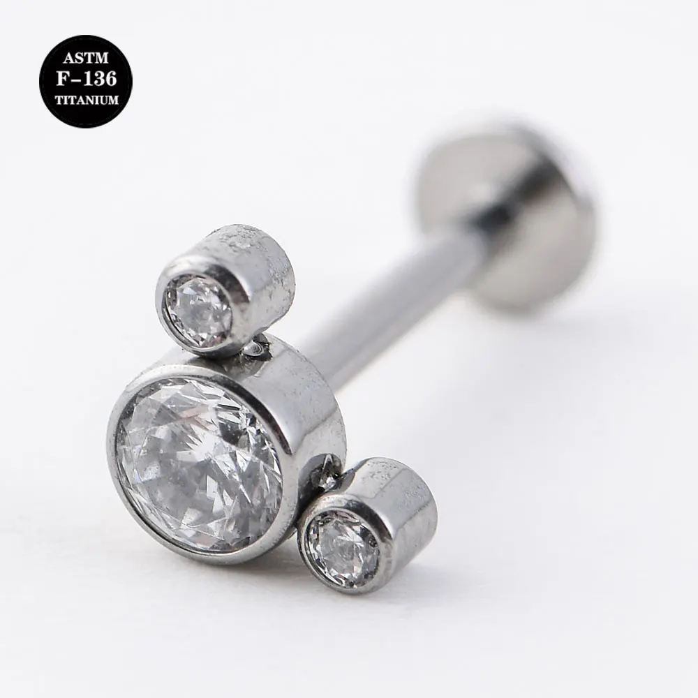 16G Titanium Labret Stud Flower Earring for Lip Helix Cartilage Daith Conch Earlobe Piercing Body Jewelry