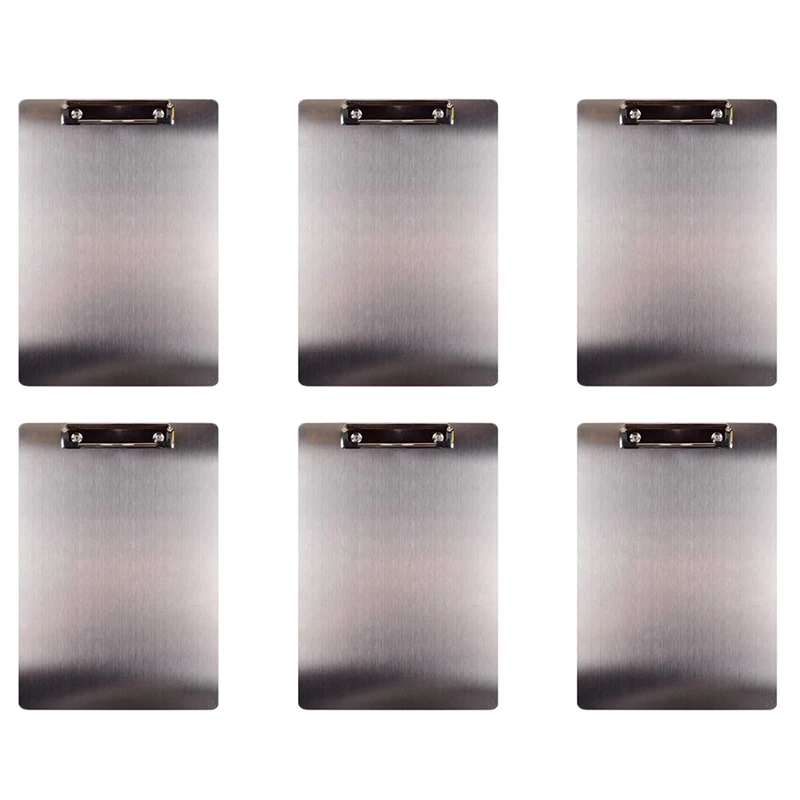 

6X Metal Clipboard Folder A4 Stainless Steel Clip Board Bill Storage Folder Writing File Board Menu Splint For Business