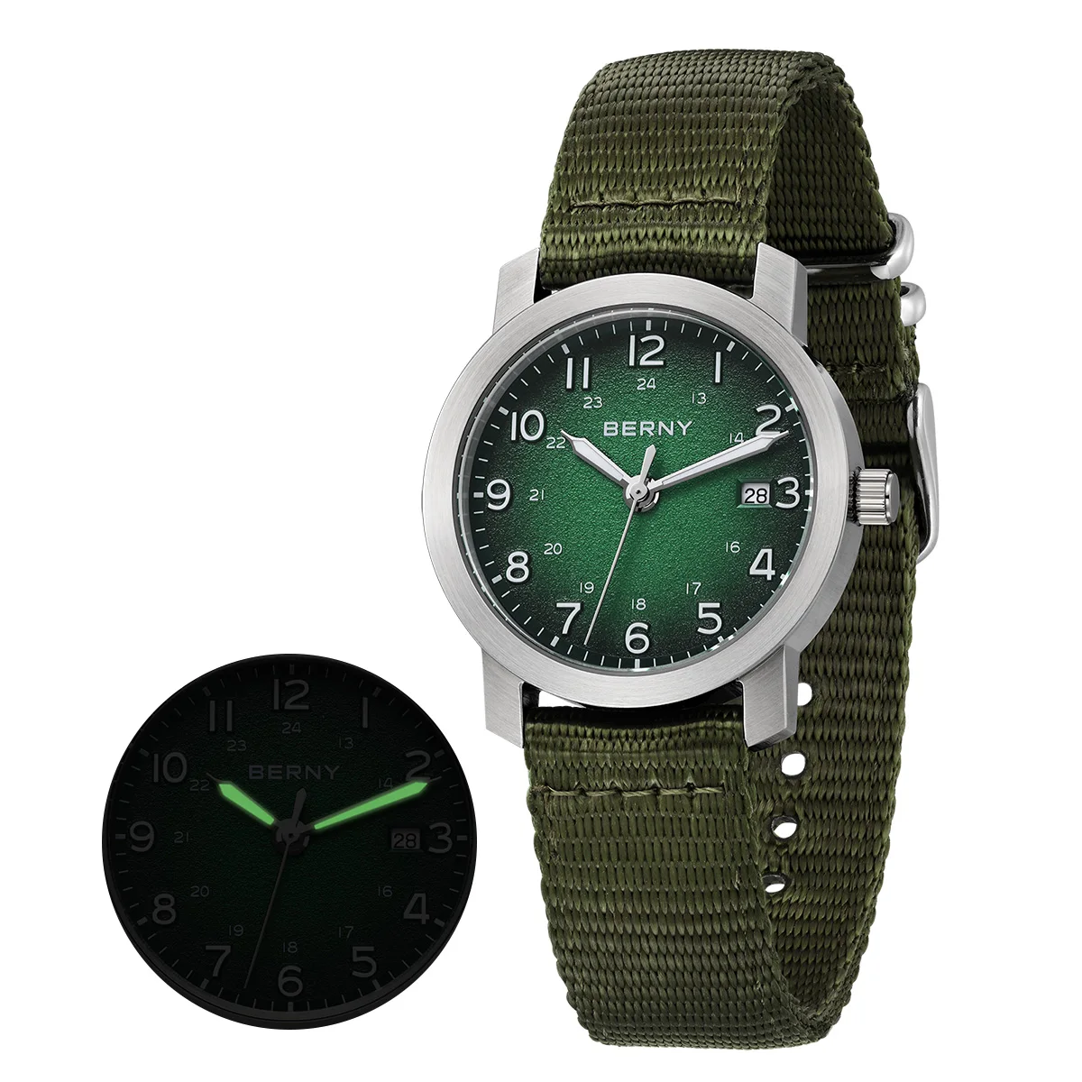 BERNY Men's Watch Luminous Fashion Casual Small Dial Man Quartz Watches Lightweight Calendar Easy Read Men's Sport Wristwatch