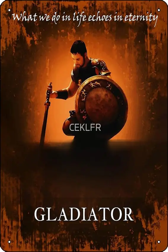 Gladiator What We Do In Life Echoes In Eternity Trending Canvas Fashion Wall Art Print  Funny Metal Tin Sign Game Room Man Cave 