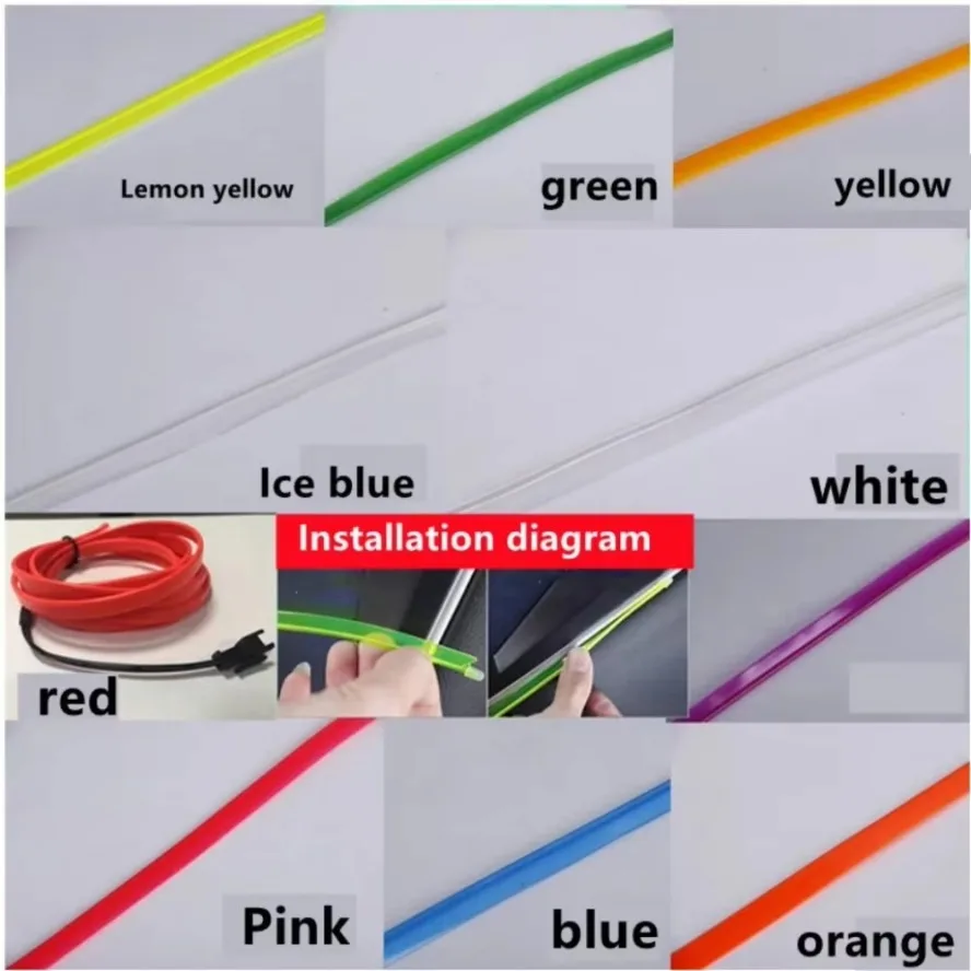 5~1M Multicolor Led Strip Lights Flexible Neon Light EL Wire Dance Party Atmosphere Decor USB Battery Box Driver Light String