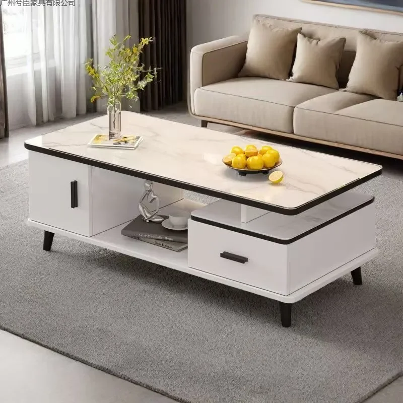 for Coffee Table Living Room Household Light Luxury High End Tea Table Small Apartment Balcony Simple Modern Marble Pattern