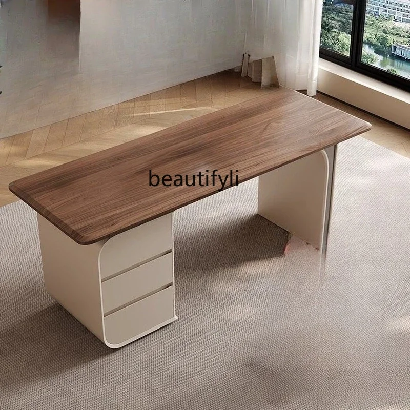 

xzzItalian light luxury study desk household living room solid wood desktop computer desk writing desk boss high-end office