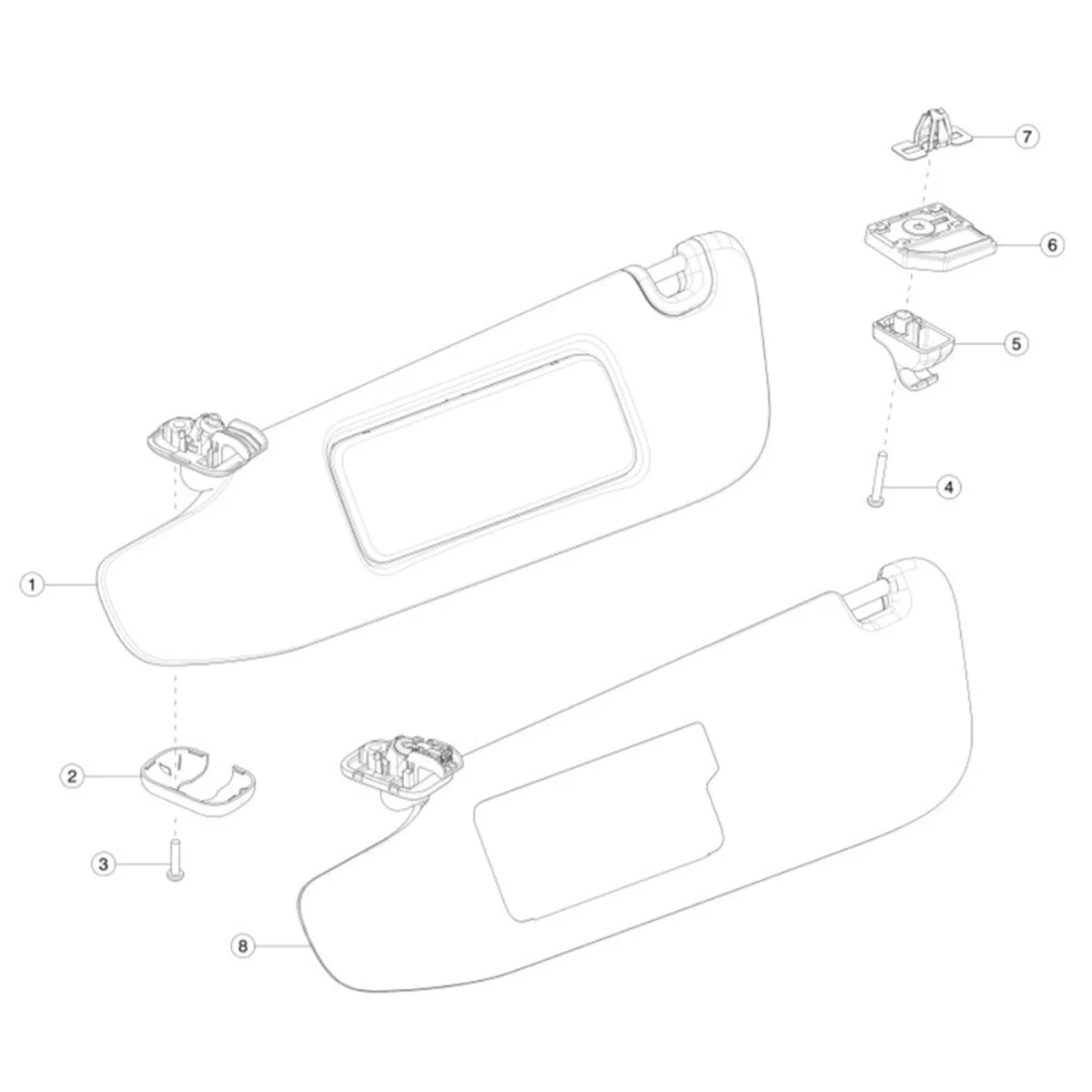 1Pair Car Sun Visor with Mirror Sunshade 103258100D 103258200D for Tesla Model S Y 2012-2020 Shade Sunvisor Assembly