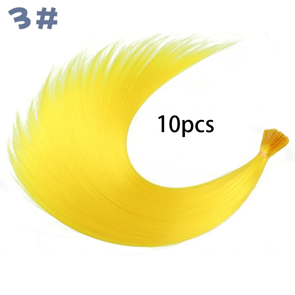 Synthetisch gekleurde I-Tip Stick Hair Extensions Steil haar 16 inch voor vrouwen Hoge temperatuur 10 strengen/pakkleuren