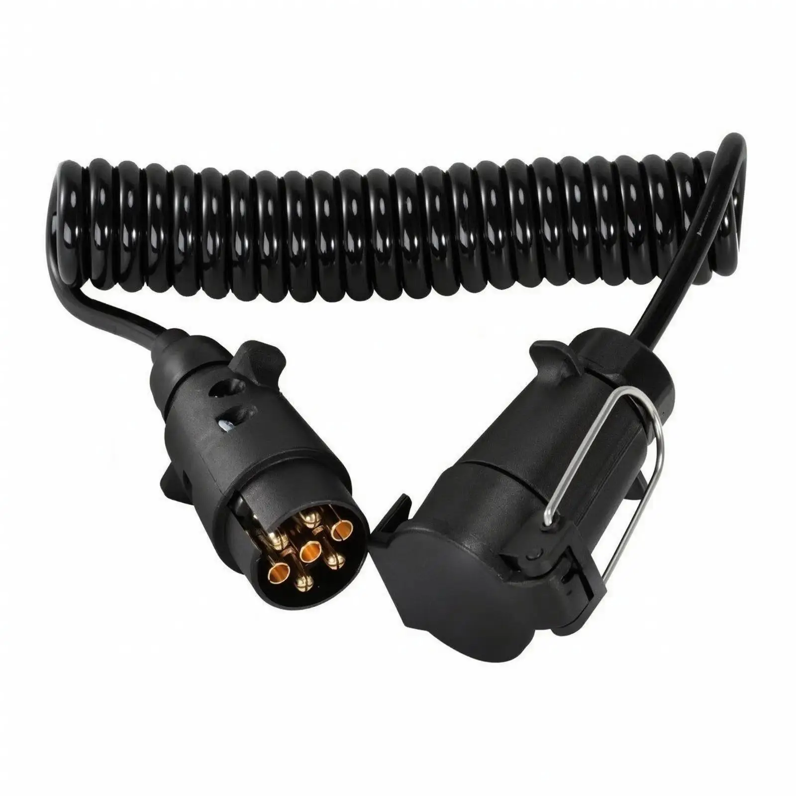 7 Pin Trailer Light Cable Connector Coiled Plug Socket Set for Truck SUV Car Van RV Boat Trailer