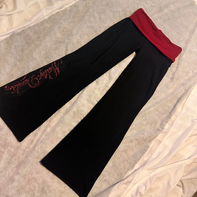Pantalones informales para mujer primavera y otoño oscuro sexy tendencia delgada Harajuku estampado de letras ropa de calle deportes pantalones de chándal que combinan con todo