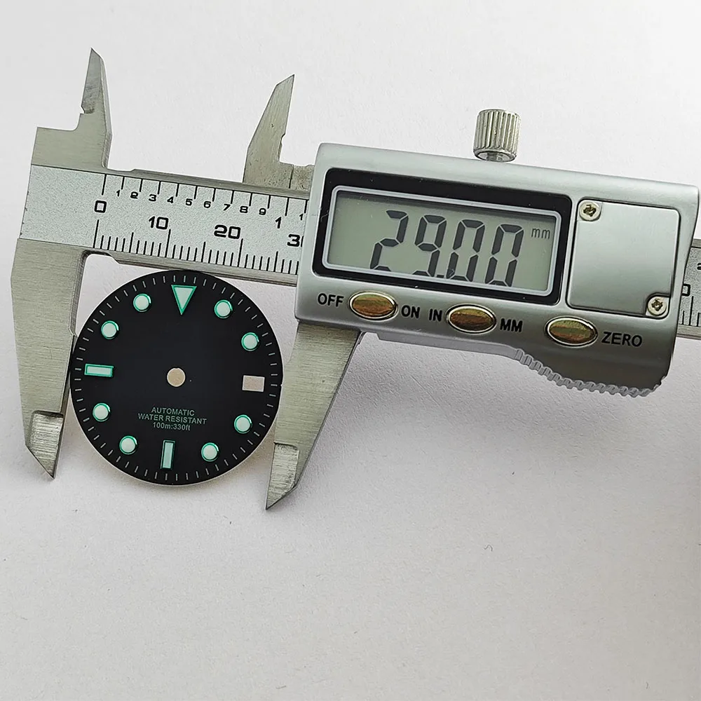 قرص ساعة 29 ملم NH35 قرص أخضر مضيء لملحقات ساعة الحركة الميكانيكية الأوتوماتيكية NH35