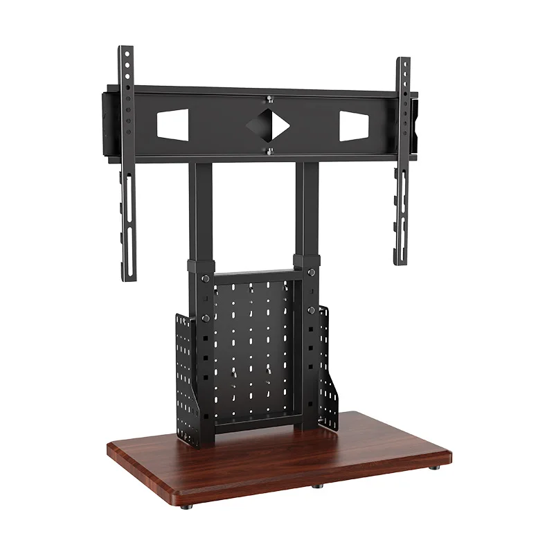 support-de-fixation-pour-televiseur-sans-percage-support-sureleve-en-bois-imitation-grain-pour-bureau-plaque-de-fixation-avec-trous-pour-rangement