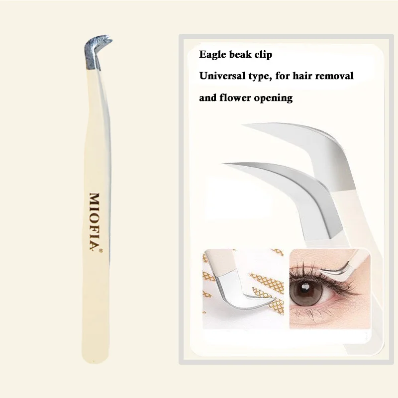 Pinzas de extensión de pestañas MIOFIA, maquillaje de acero inoxidable, pestañas 3D, pinzas de precisión, herramientas de maquillaje
