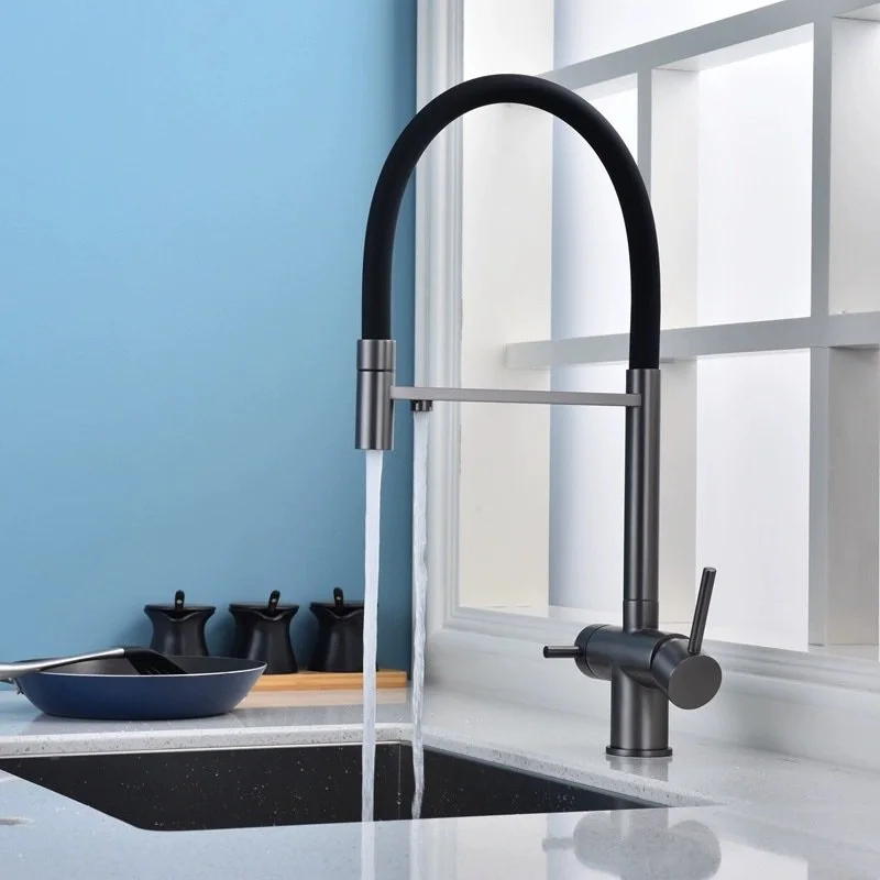 

Gray Purified Kitchen Faucet Hot Cold Mixer Pull Out Rotation Crane Tap Spray Stream Mode Filter Water Deck Mount