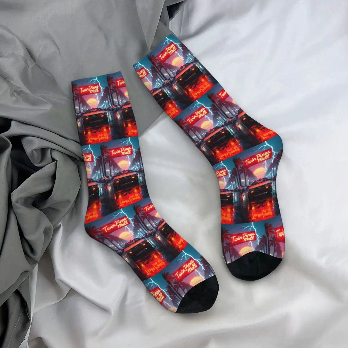 

Всесезонные чулки для экипажа DeLorean Time Machine, носки «Назад в будущее», забавные длинные носки, аксессуары для мужчин и женщин, подарки