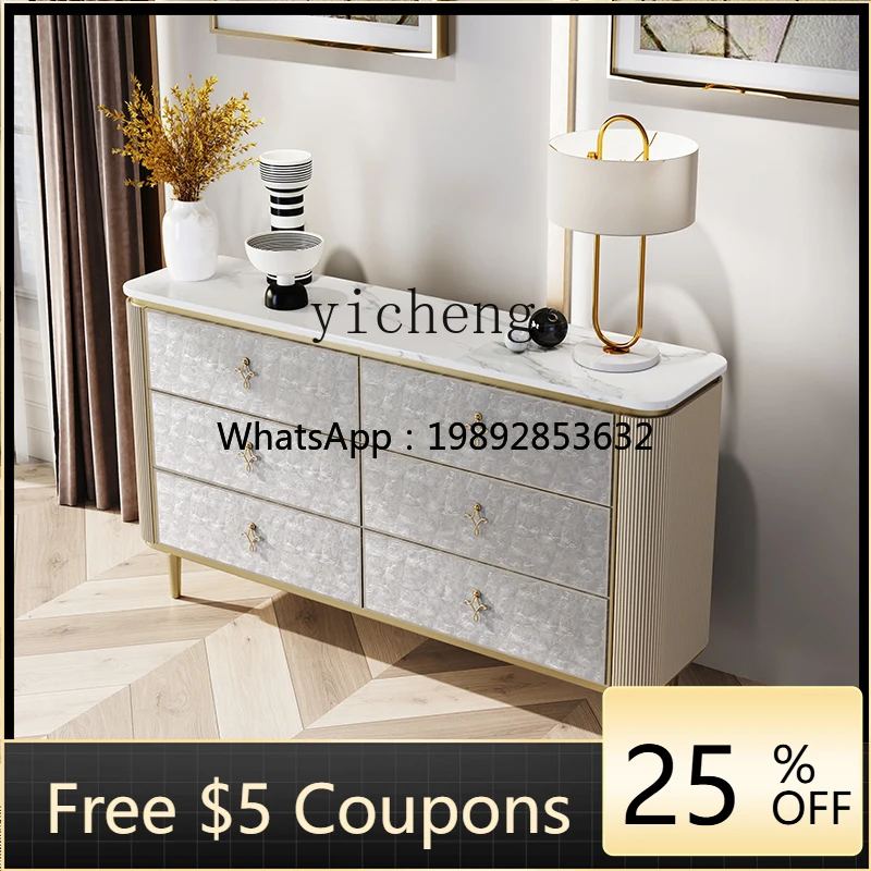 

AA bedroom TV cabinet living room solid wood drawer cabinet modern simple marble shell storage cabinet