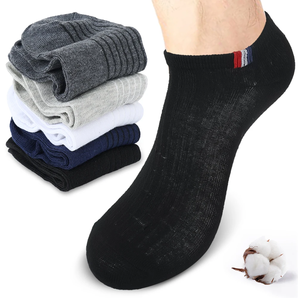 1/5Pairs Summer Cotton Man Short Socks Invisible Casual Socks Comfortable Breathable Ankle Sock Thin Sport Sock Sweat Absorption