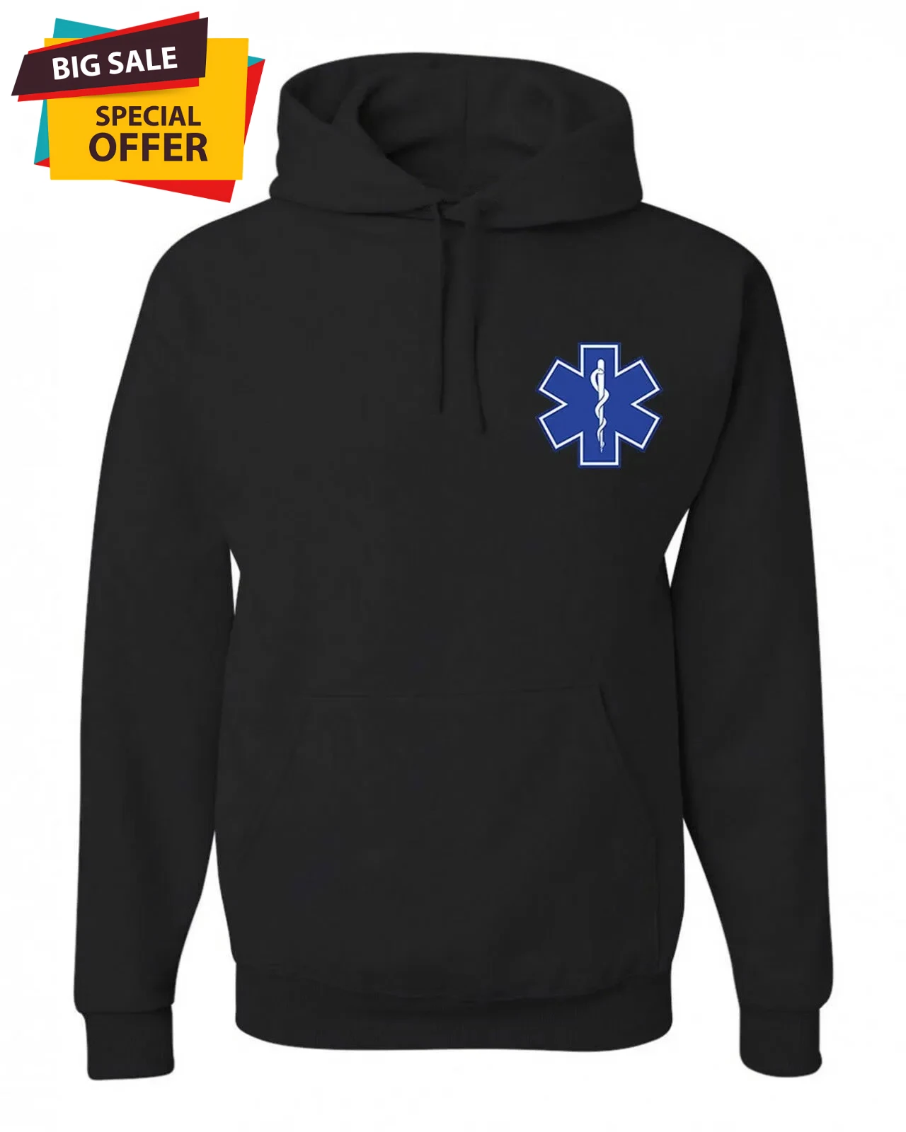 

Star of Life Logo EMS EMT Pullover Hoodie Comfortable Cotton Casual Mens Streetwear
