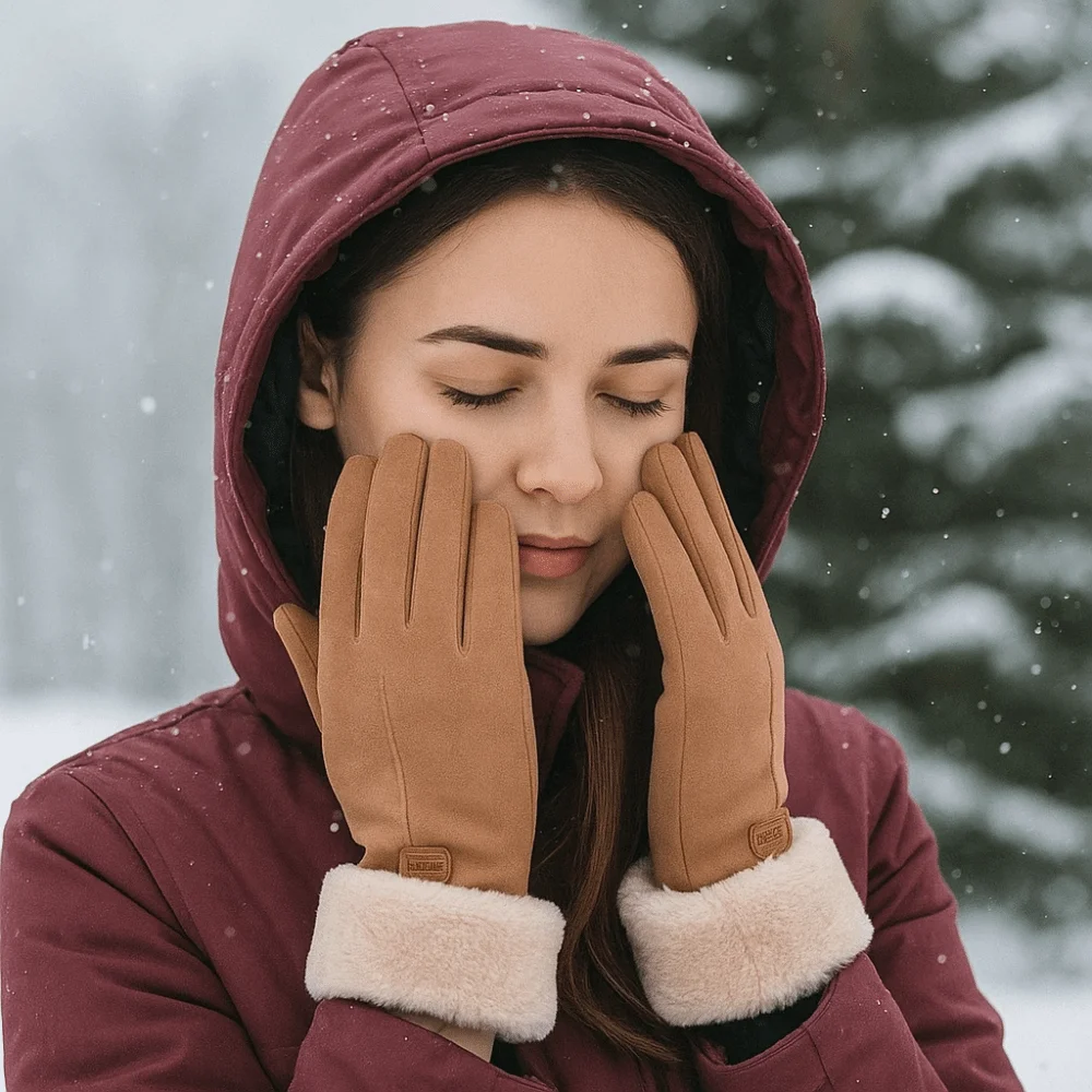 Thicked Windproof Suede Gloves Soft Touch Screen Sports Cycling Mittens Warm Comfortable Women Winter Gloves Outdoor