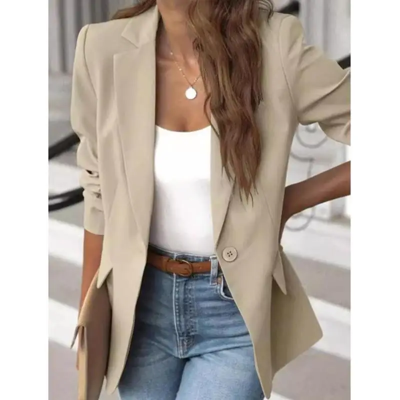 

Women's Pure Color Long Sve Suit Jaet Casual Open Sle Autumn Season Seven Sve T-irt ort Pants Sportswear