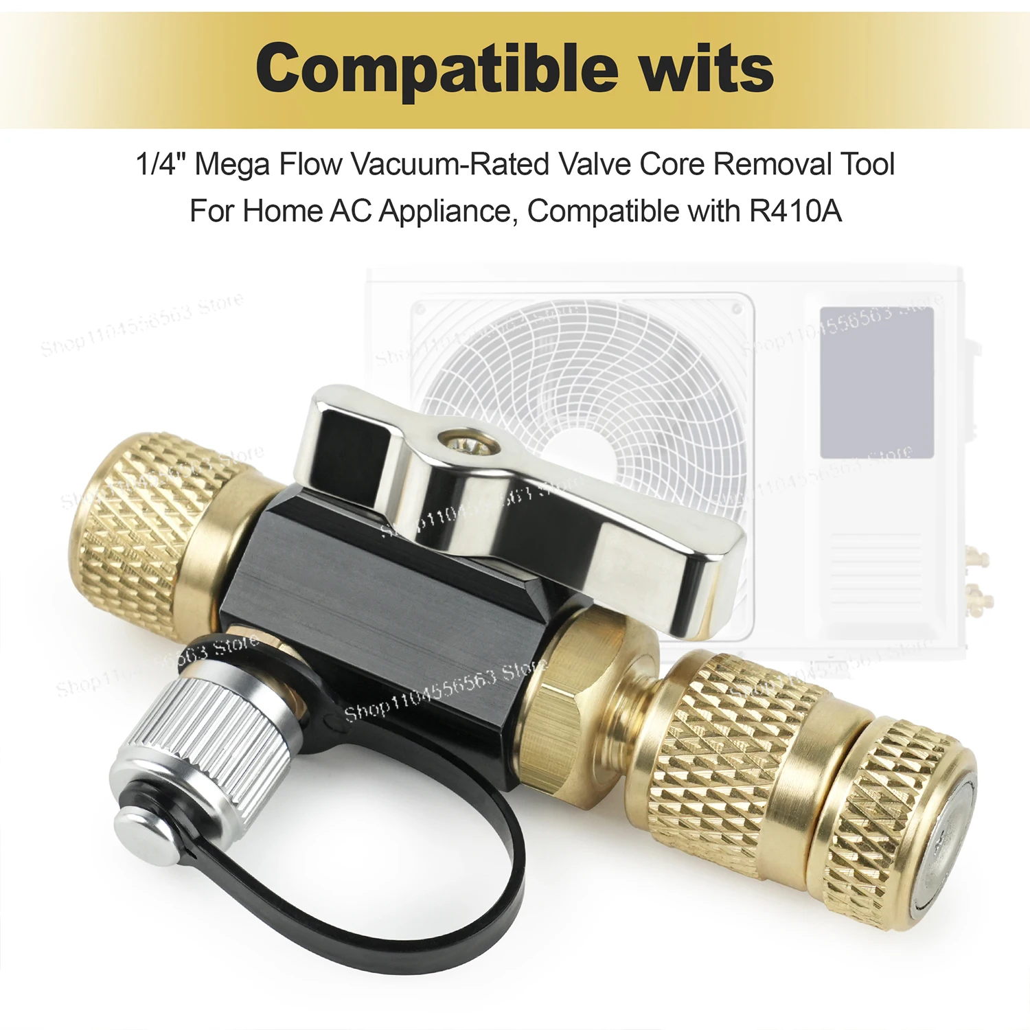 真空定格バルブコア取り外しツール – 1/4 インチシステム接続
