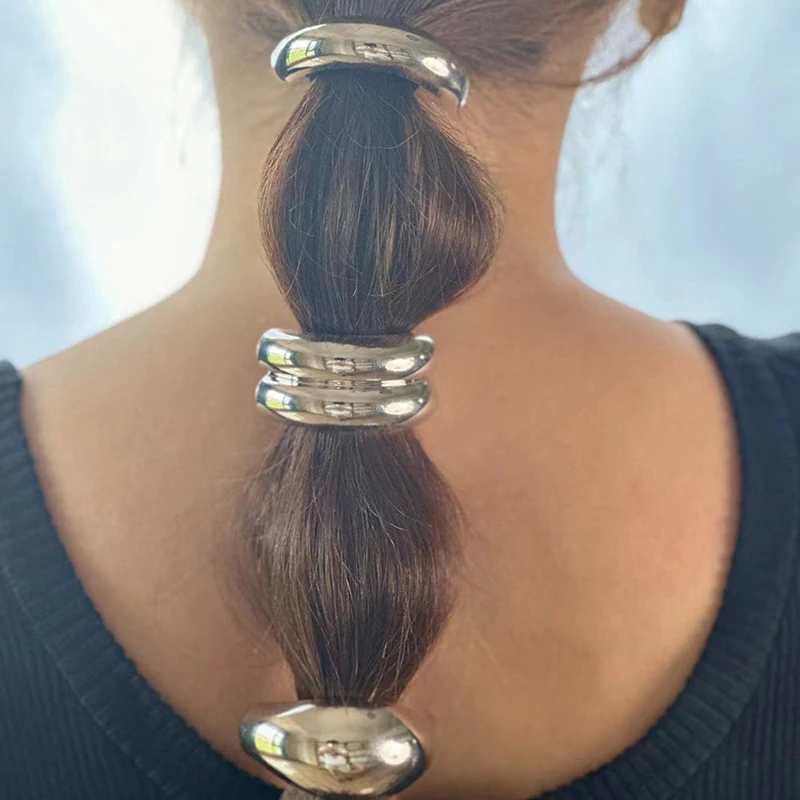 Cooles Metall geometrisch gehämmert Bogen Pferdes chwanz Haarband einfache Vintage elastische Haar gummis Temperament All-Match Haarschmuck