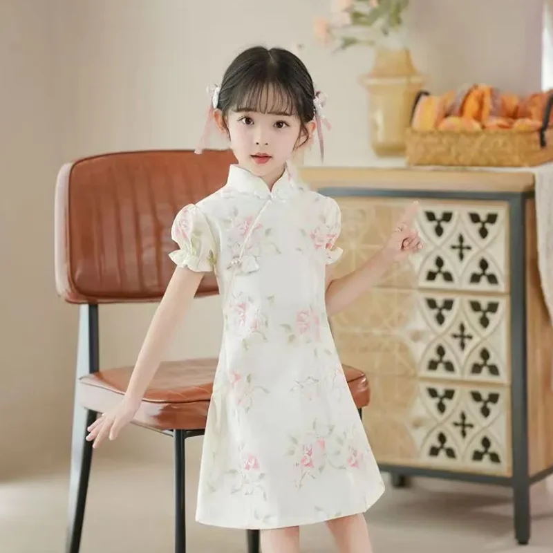 

New Girls' Summer Chinese Hanfu Qipao Dress
