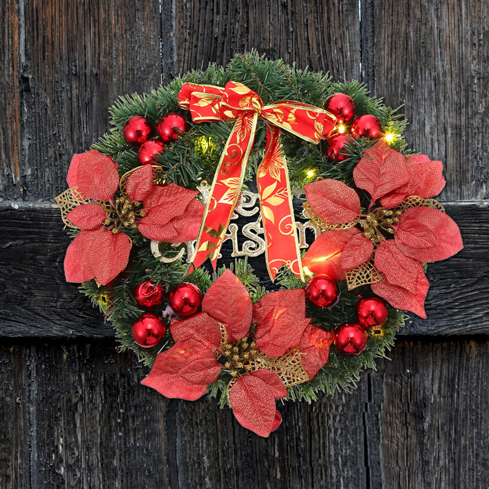 

Shine Decorative Garland Baby Artificial Flowers LED Christmas Wreath Pvc Hanging Lighting