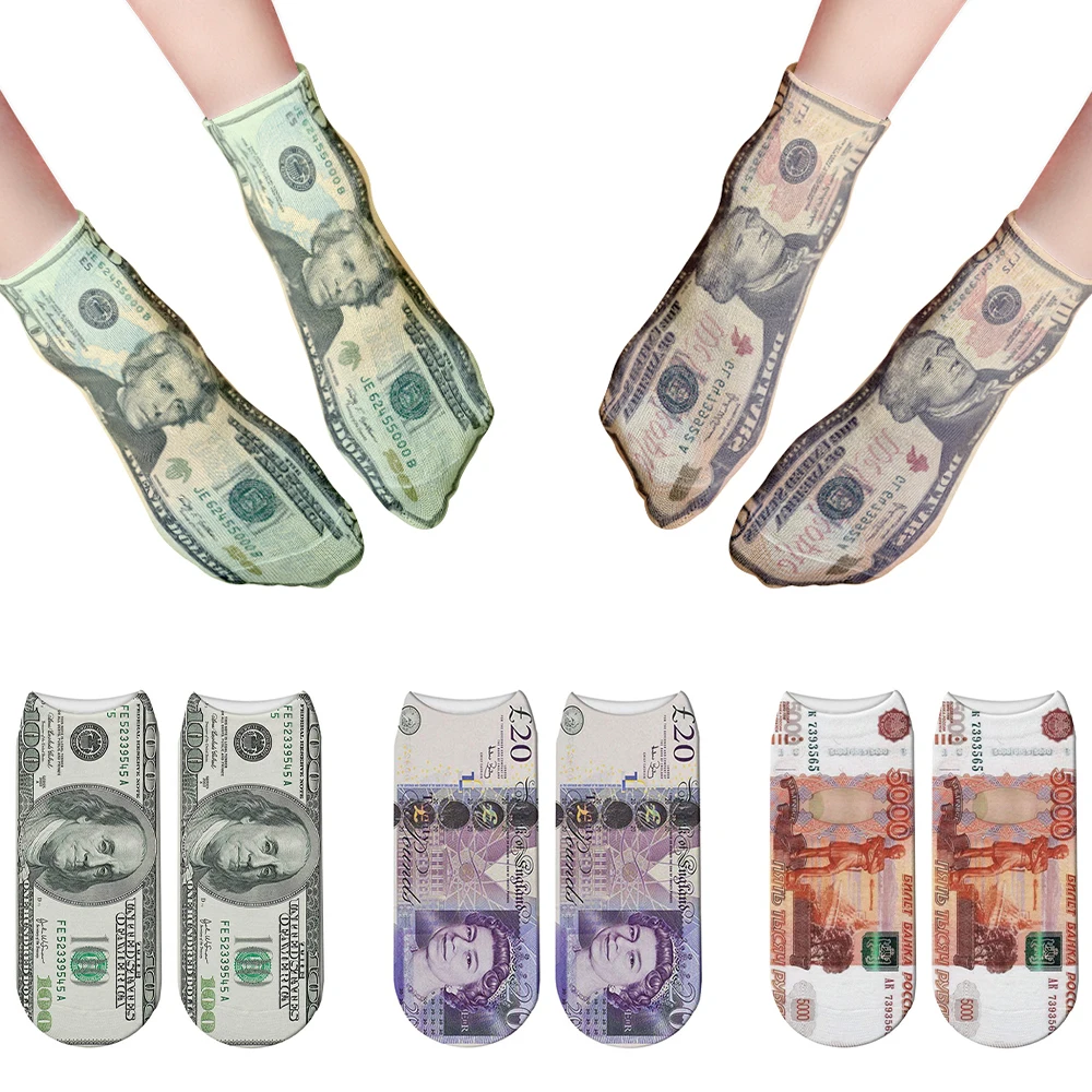 

Creative design, interesting banknotes, currency, casual socks, street Harajuku happy socks, fashion men's and women's home sock