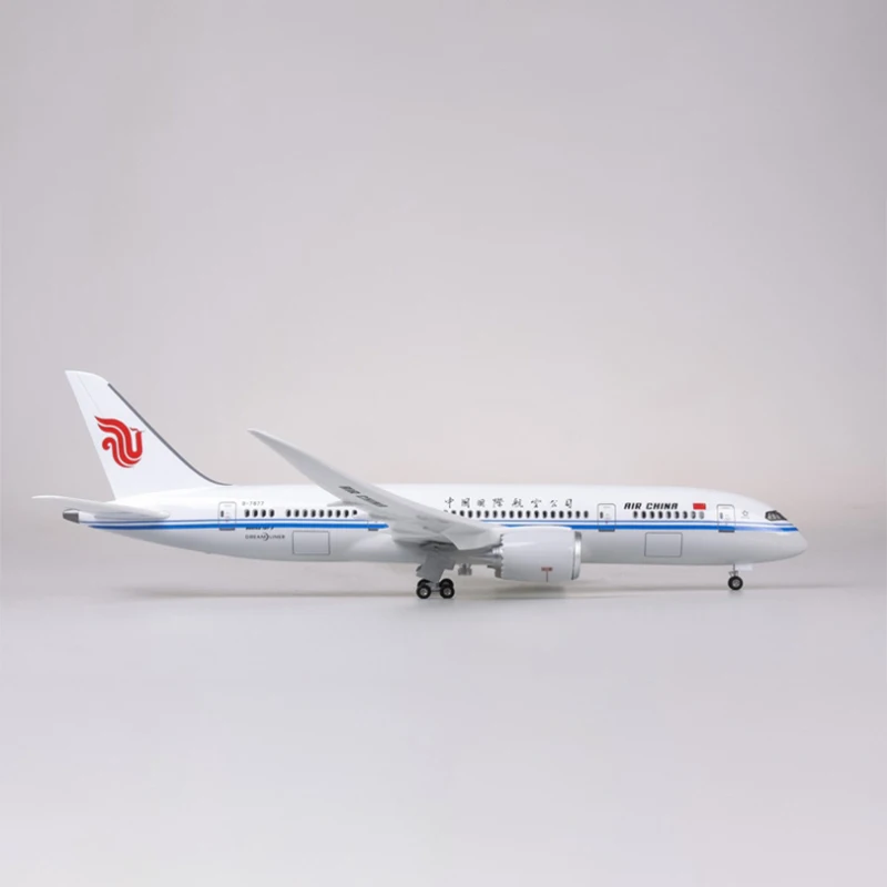 43CM 1:130 Air China B787 China Airlines 787 Aircraft Model With Wheel & Light Resin Airplane Toy For Collection Gift Souvenir