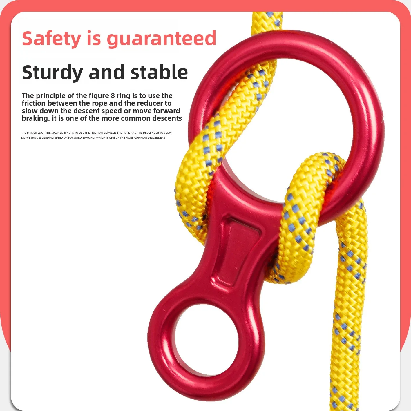 Rock Climbing Descender 35KN Figure 8 Word Rope Descender Climbing Ring Downhill Eight Ring Gear Climbing Device Equipment