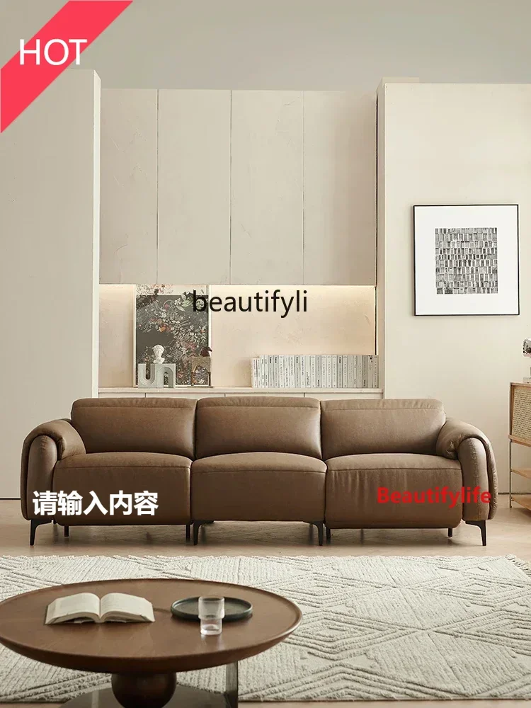 

smt03A ss новый кожаный диван для гостиной 2023, новый итальянский минималистичный первый слой из воловьей кожи, прямой ряд, электрическая функция, поэтому