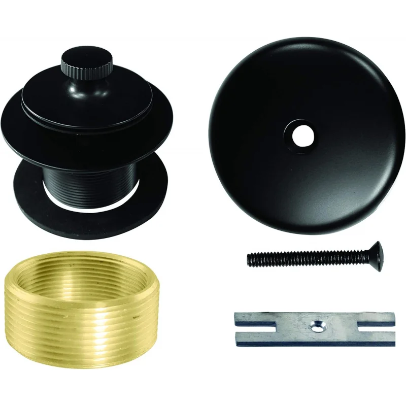 

D941K-62 1-3/8" Fine Thread Twist & Close Bathtub Drain Trim with One-Hole Overflow Faceplate, 1, Matte Black