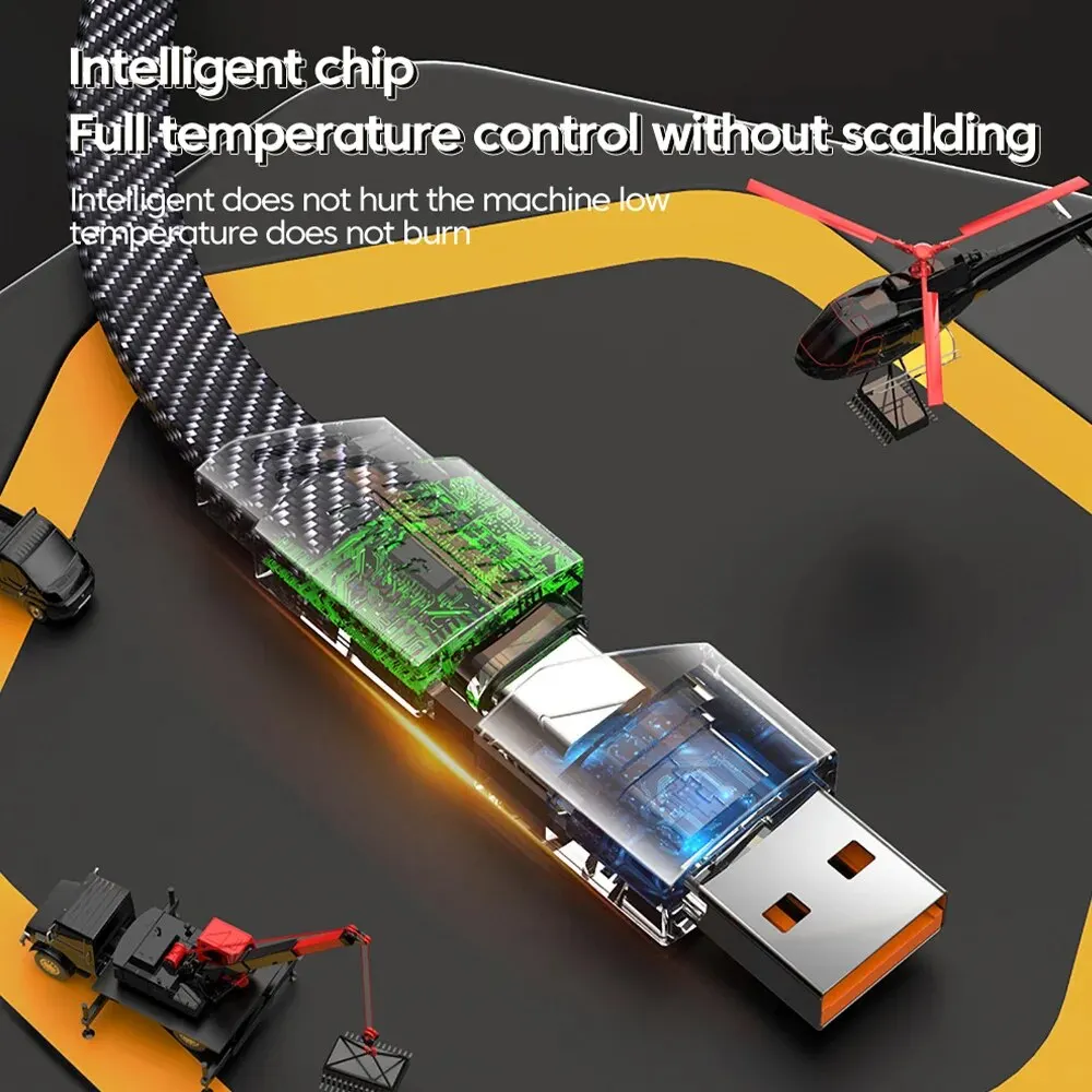 4 in 1 PD 65W 27W USB Cable Type C Dual Connector Lighting Mecha Style Fast Charging USB C Cable For iPhone 15 Samsung Xiaomi image 3